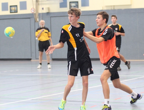 Hatten nach Anlaufschwierigkeiten den Gegner gut im Griff: Paul Haje und die Handballfreunde-B-Jugend. (Foto: Heidrun Riese)